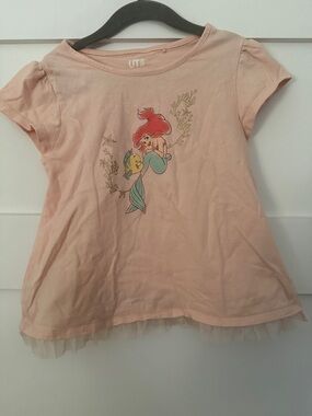 Girls' Pink Ariel Graphic Tee with Tulle Hem